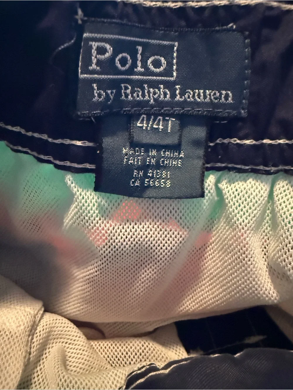 Polo by Ralph Lauren Green, Navy & Orange Striped Swim Shorts with Pony